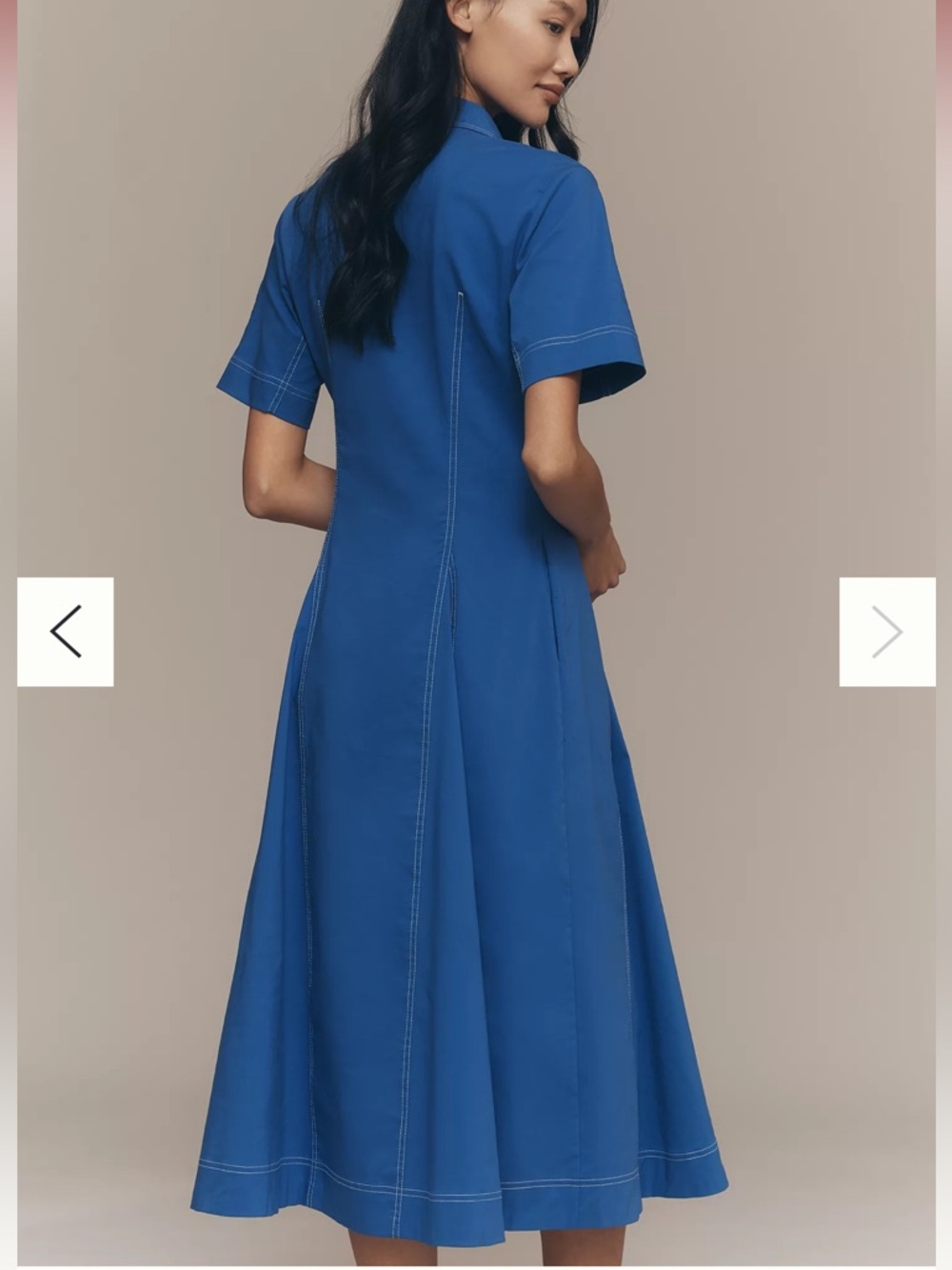 Anthropologie/Exquise Cobalt Blue Button-Front Shirt Midi Dress - Picture 5 of 11